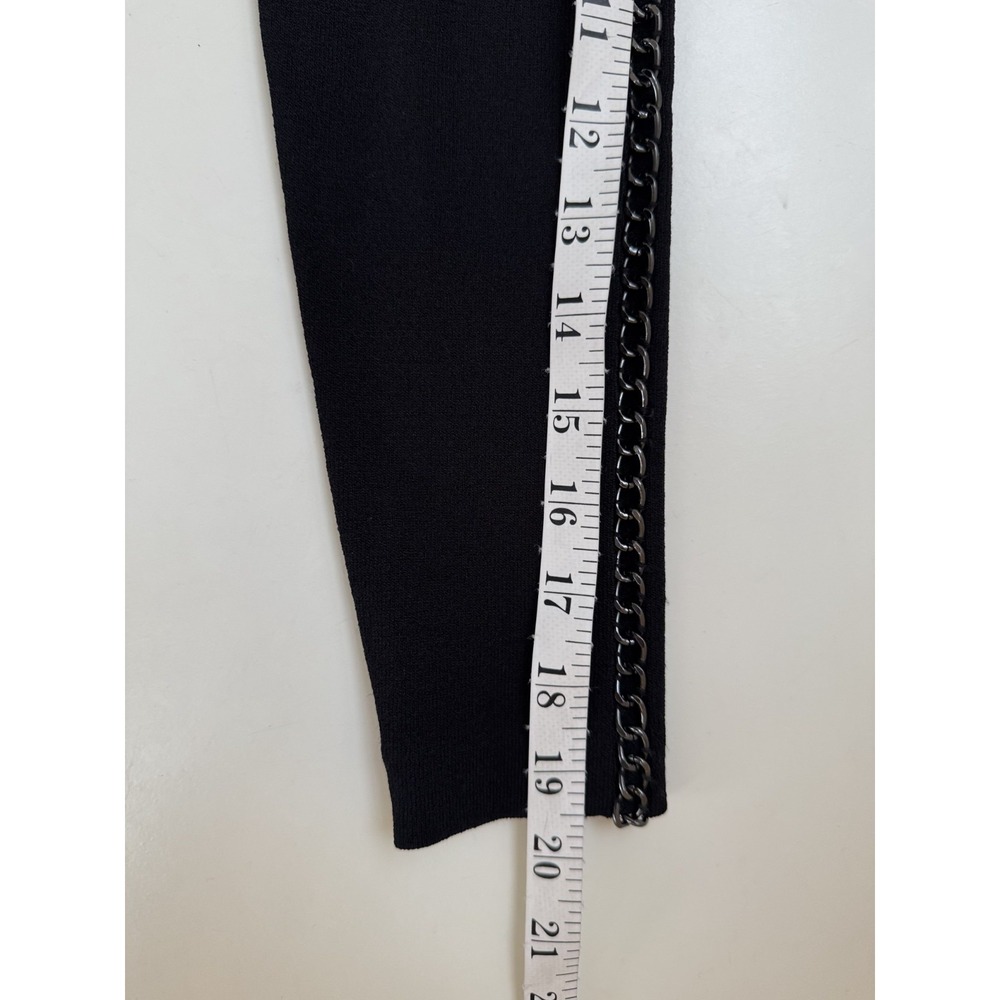 Shoshana Dress Black Knit w/‎ Metal Chain Detail on Sleeves Size S Party Edgy - Picture 11 of 11
